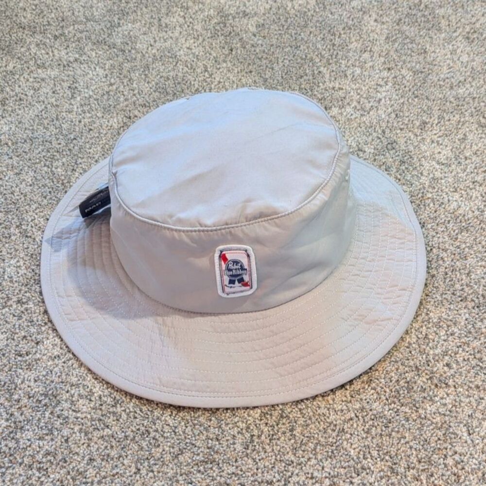 Pabst Blue Ribbon Wide Brim Sun Hat NWT - PBR Beer Can Underbrim Safari Cap